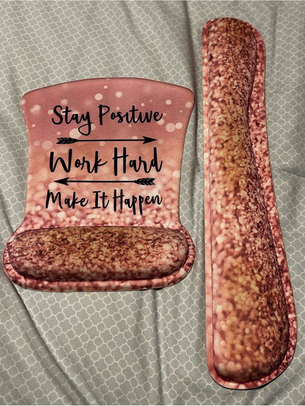 Inspirational Pink Glitter Mouse Pad Set